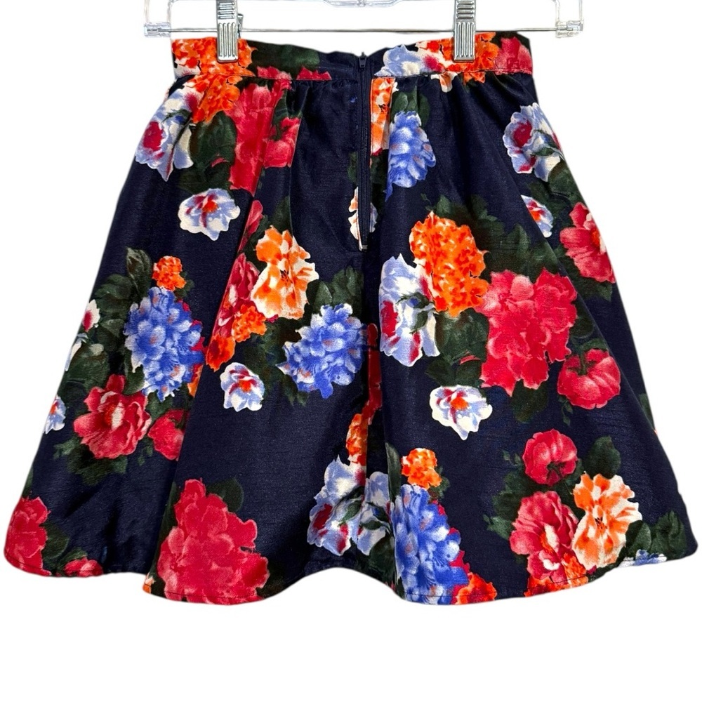 Rare Editions Girls Floral Skort with Built-In Shorts Size 10 Navy Bold Blooms - Picture 2 of 4